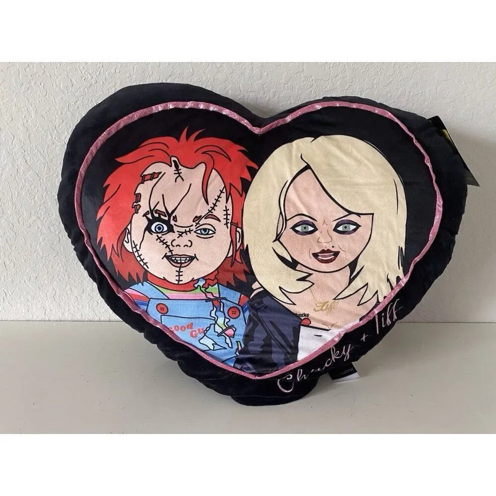 Chucky And Bride Tiffany Halloween Heart Decorative Throw Pillow Viral NEW‎